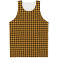 Brown Houndstooth Pattern Print Men's Tank Top