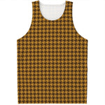 Brown Houndstooth Pattern Print Men's Tank Top