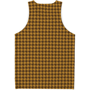 Brown Houndstooth Pattern Print Men's Tank Top