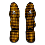 Brown Houndstooth Pattern Print Muay Thai Shin Guard