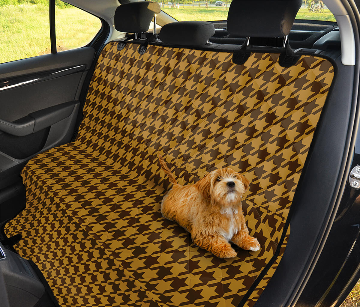 Brown Houndstooth Pattern Print Pet Car Back Seat Cover