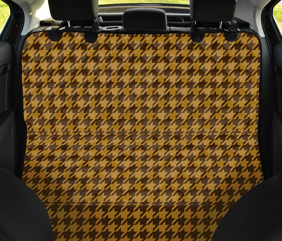 Brown Houndstooth Pattern Print Pet Car Back Seat Cover