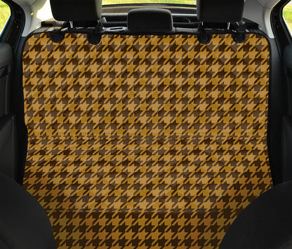 Brown Houndstooth Pattern Print Pet Car Back Seat Cover