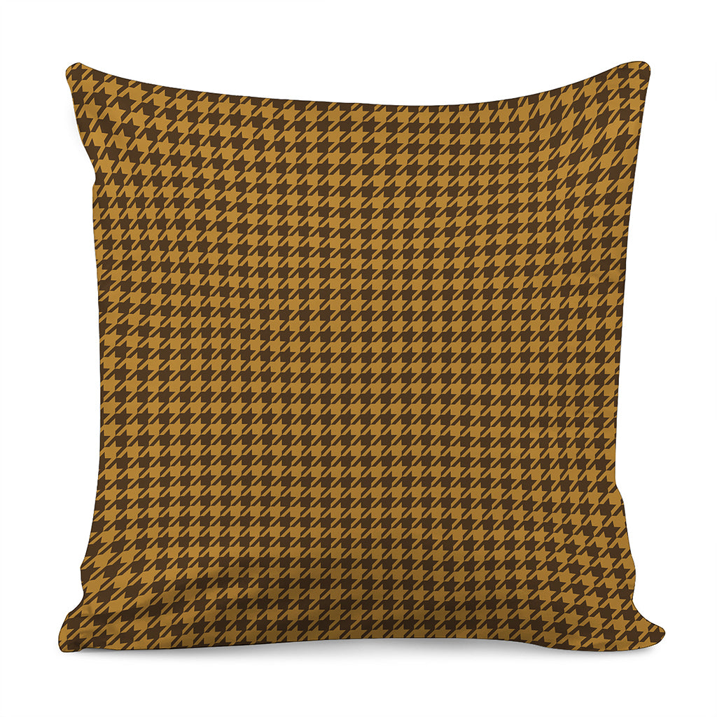 Brown Houndstooth Pattern Print Pillow Cover