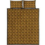 Brown Houndstooth Pattern Print Quilt Bed Set