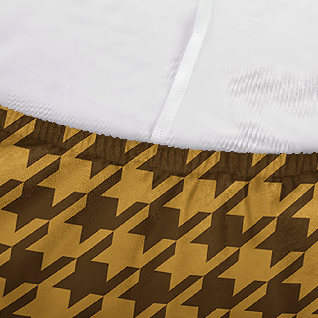 Brown Houndstooth Pattern Print Sofa Cover