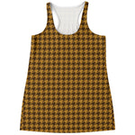 Brown Houndstooth Pattern Print Women's Racerback Tank Top