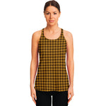 Brown Houndstooth Pattern Print Women's Racerback Tank Top