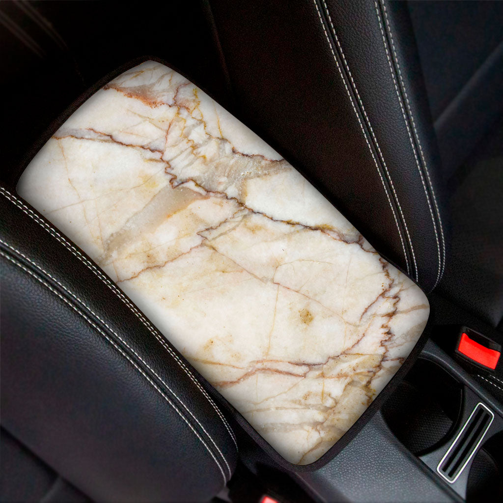 Brown Marble Print Car Center Console Cover