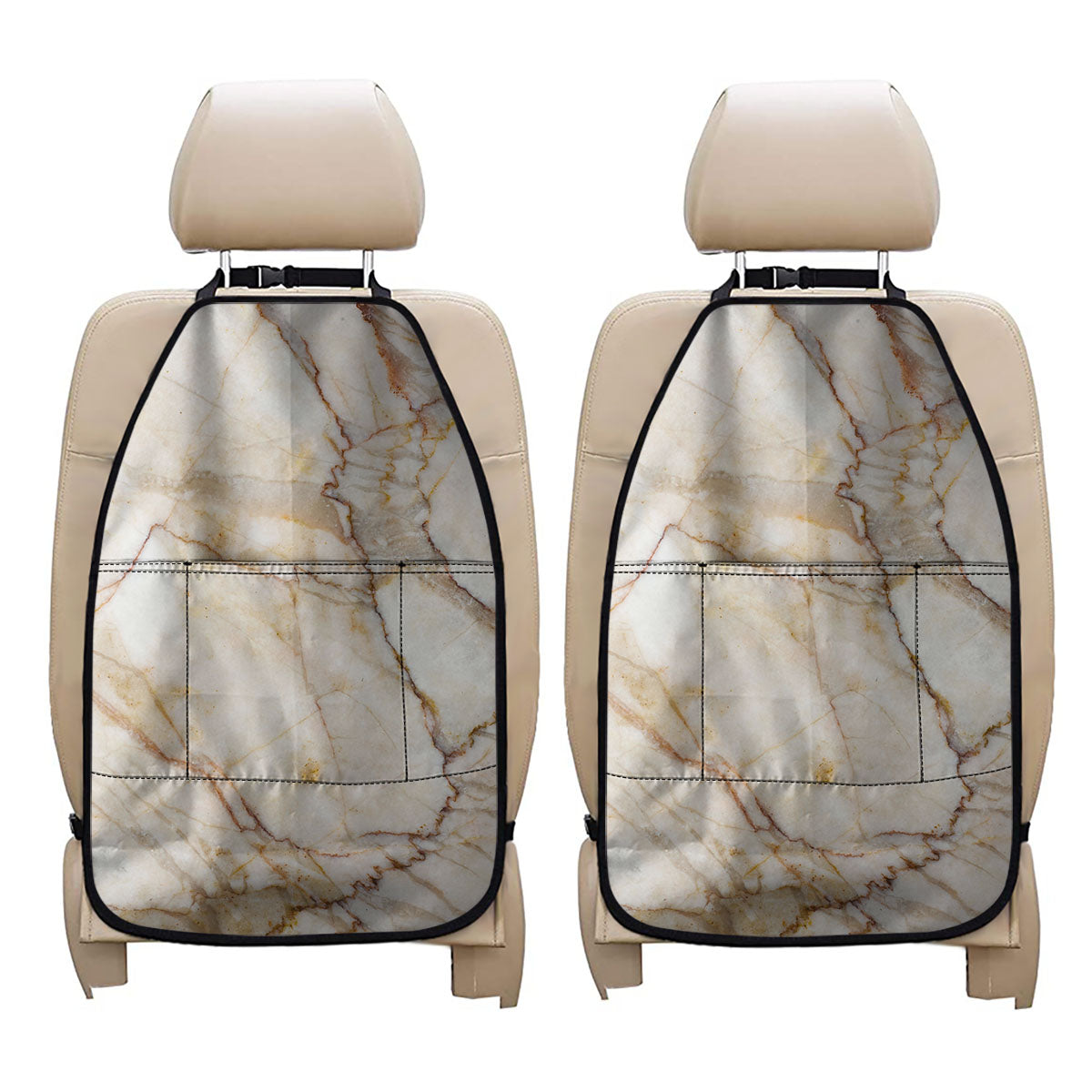 Brown Marble Print Car Seat Organizers