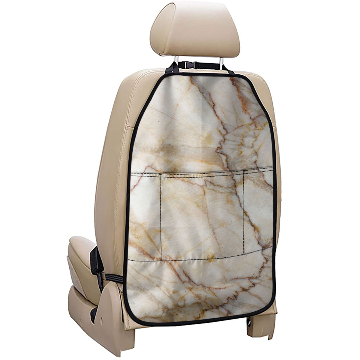 Brown Marble Print Car Seat Organizers