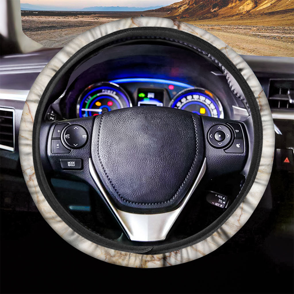 Brown Marble Print Car Steering Wheel Cover