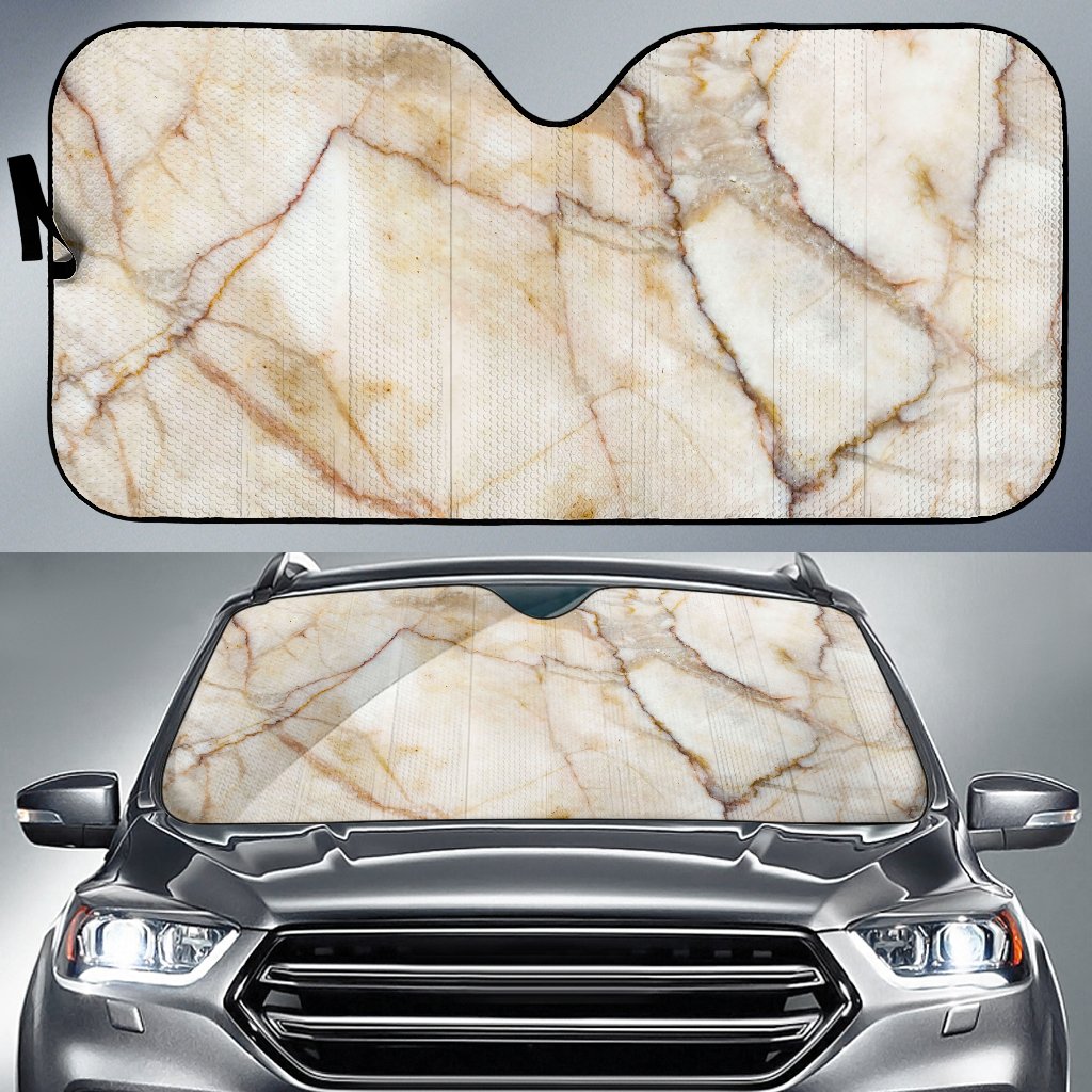 Brown Marble Print Car Sun Shade GearFrost