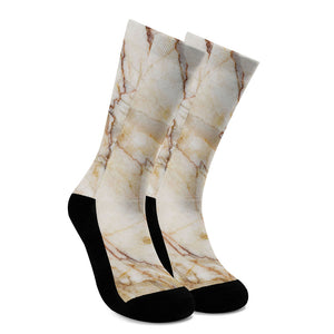 Brown Marble Print Crew Socks