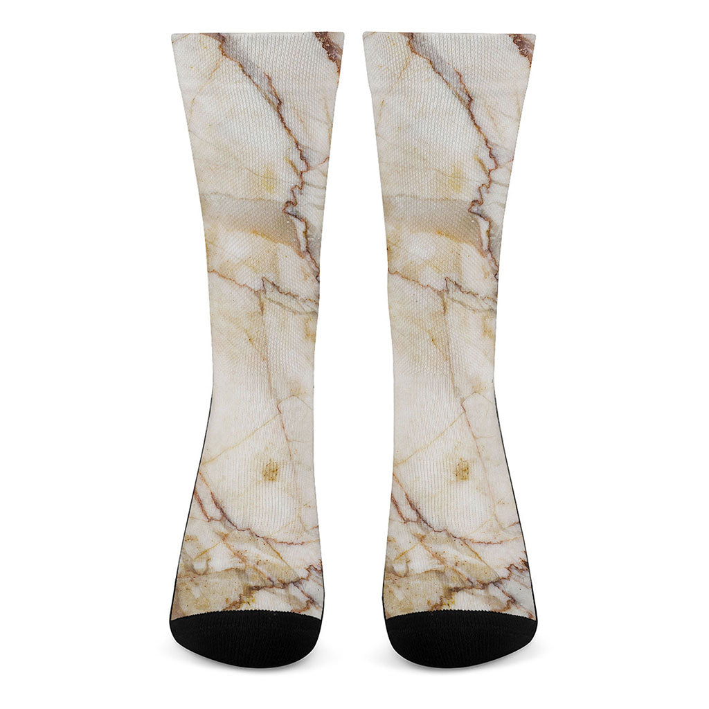 Brown Marble Print Crew Socks