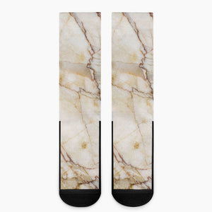 Brown Marble Print Crew Socks