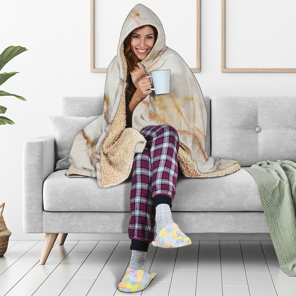 Brown Marble Print Hooded Blanket