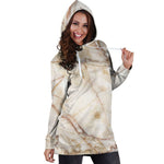 Brown Marble Print Hoodie Dress GearFrost