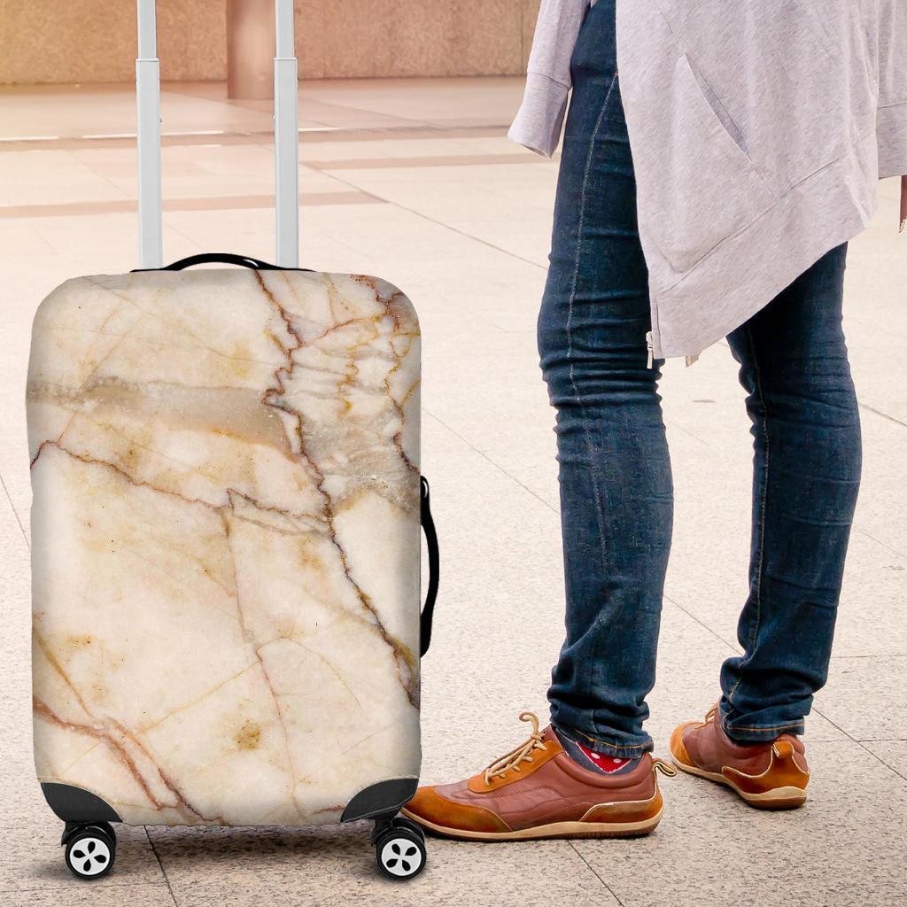 Brown Marble Print Luggage Cover GearFrost