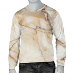 Brown Marble Print Men's Crewneck Sweatshirt GearFrost