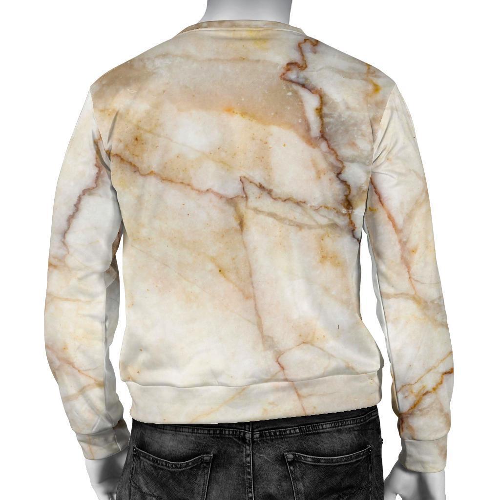 Brown Marble Print Men's Crewneck Sweatshirt GearFrost