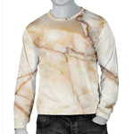 Brown Marble Print Men's Crewneck Sweatshirt GearFrost