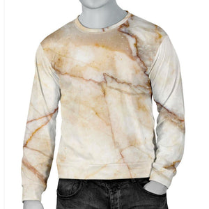 Brown Marble Print Men's Crewneck Sweatshirt GearFrost