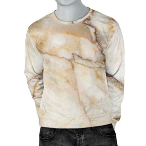 Brown Marble Print Men's Crewneck Sweatshirt GearFrost