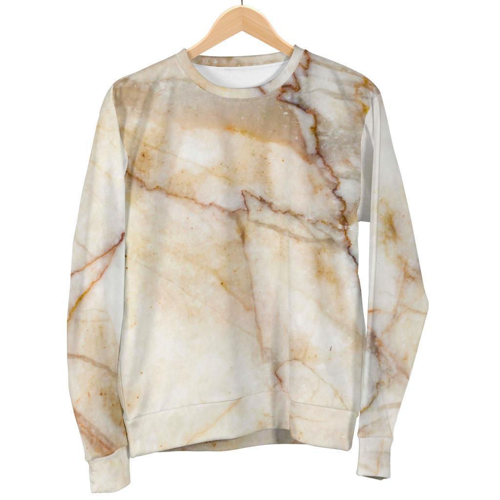 Brown Marble Print Men's Crewneck Sweatshirt GearFrost