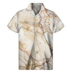 Brown Marble Print Men's Short Sleeve Shirt
