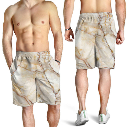 Brown Marble Print Men's Shorts