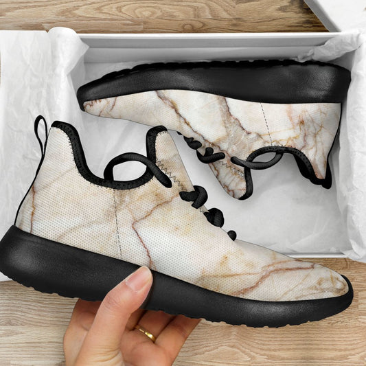 Brown Marble Print Mesh Knit Shoes GearFrost