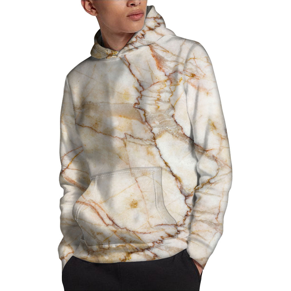 Brown Marble Print Pullover Hoodie
