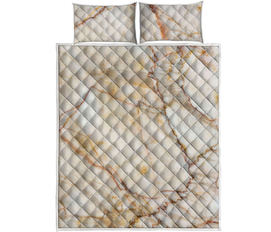 Brown Marble Print Quilt Bed Set