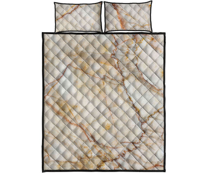 Brown Marble Print Quilt Bed Set