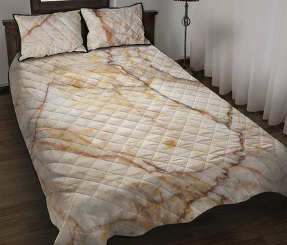 Brown Marble Print Quilt Bed Set
