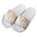 Brown Marble Print White Slide Sandals