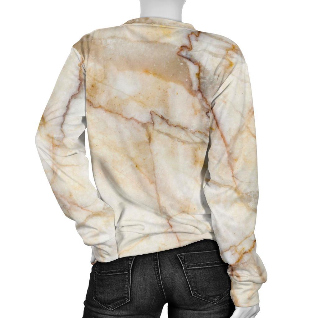 Brown Marble Print Women's Crewneck Sweatshirt GearFrost