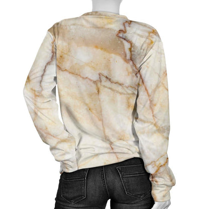 Brown Marble Print Women's Crewneck Sweatshirt GearFrost