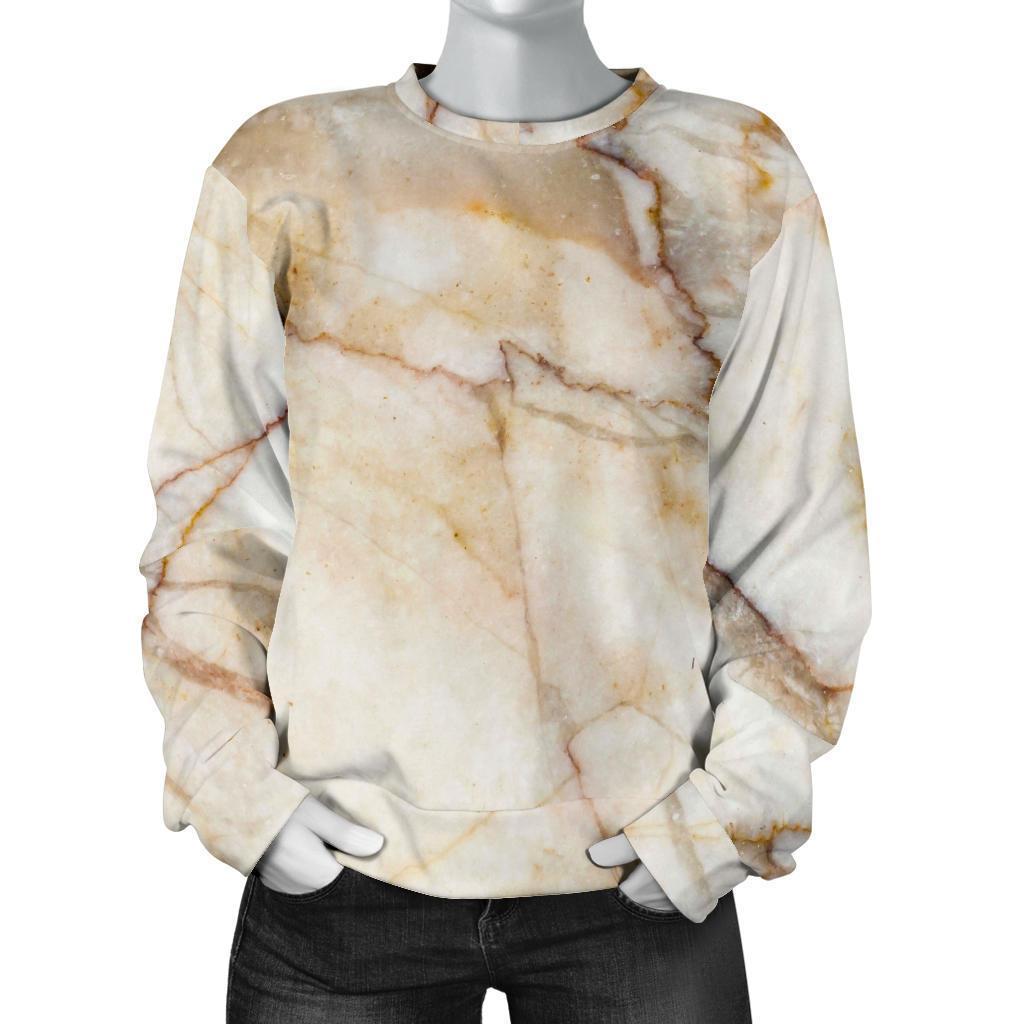 Brown Marble Print Women's Crewneck Sweatshirt GearFrost