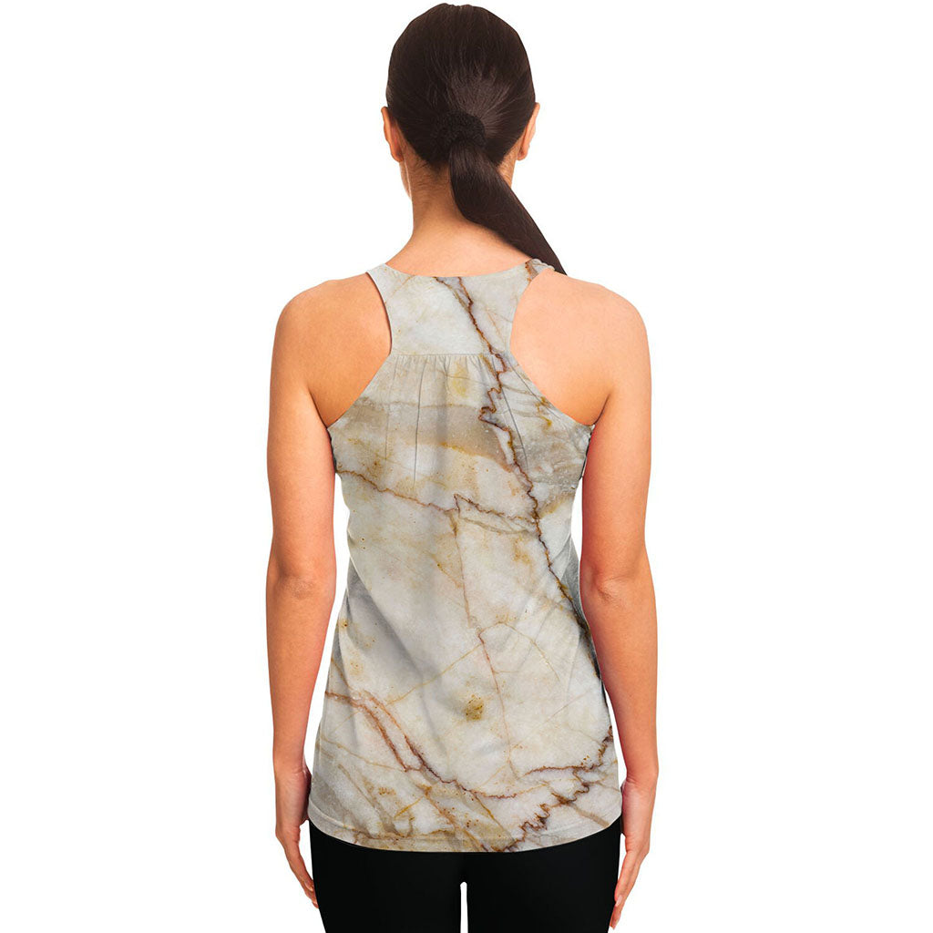 Brown Marble Print Women's Racerback Tank Top