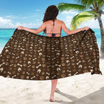 Brown Paw And Bone Pattern Print Beach Sarong Wrap