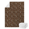 Brown Paw And Bone Pattern Print Blanket