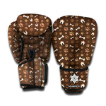 Brown Paw And Bone Pattern Print Boxing Gloves