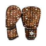 Brown Paw And Bone Pattern Print Boxing Gloves