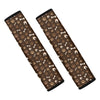 Brown Paw And Bone Pattern Print Car Seat Belt Covers