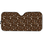 Brown Paw And Bone Pattern Print Car Sun Shade