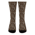 Brown Paw And Bone Pattern Print Crew Socks