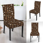Brown Paw And Bone Pattern Print Dining Chair Slipcover