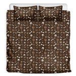 Brown Paw And Bone Pattern Print Duvet Cover Bedding Set